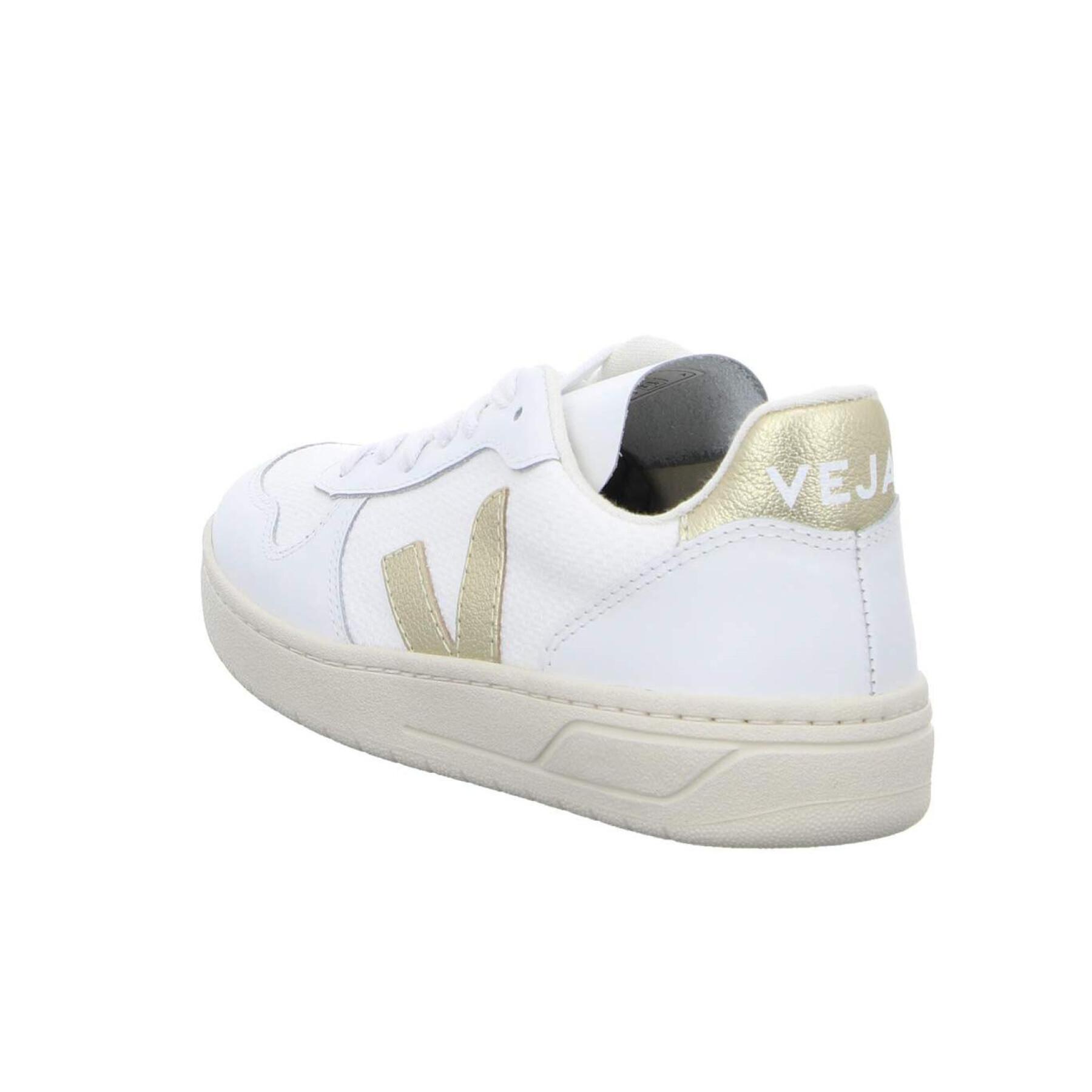 Zapatillas de deporte para mujeres Veja V-10 Extra Mesh White Gold