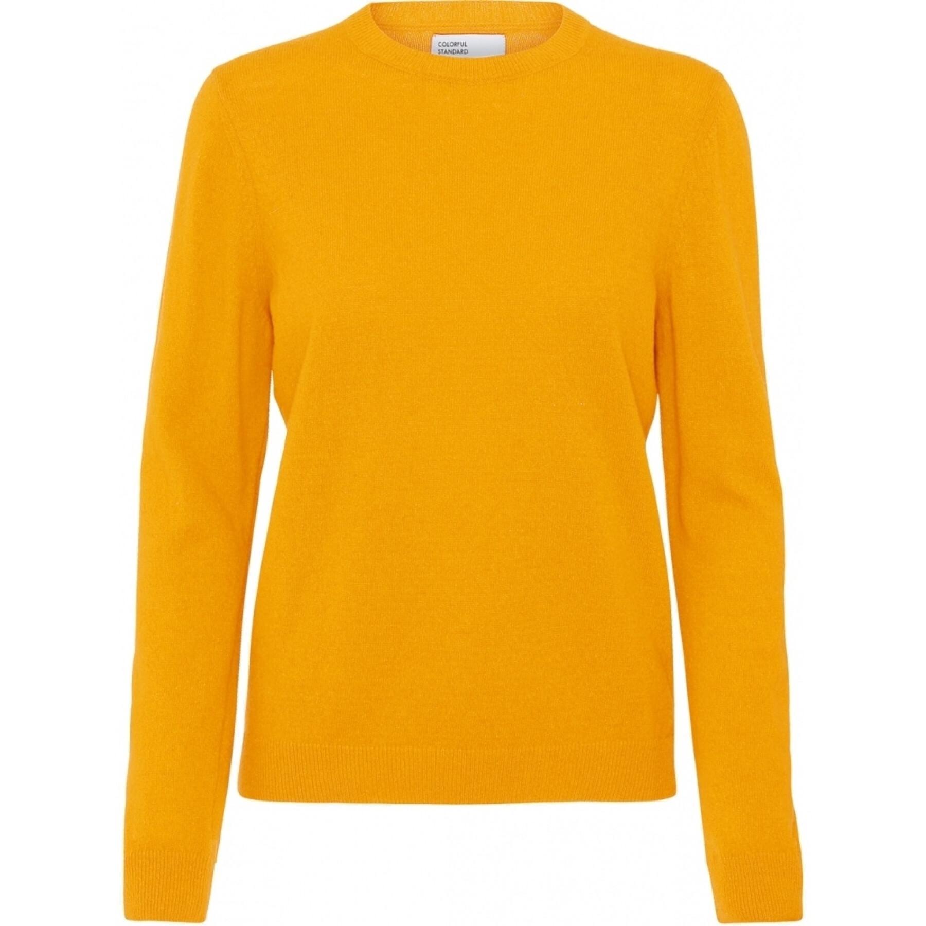 Jersey de lana con cuello redondo para mujer Colorful Standard light merino burned yellow