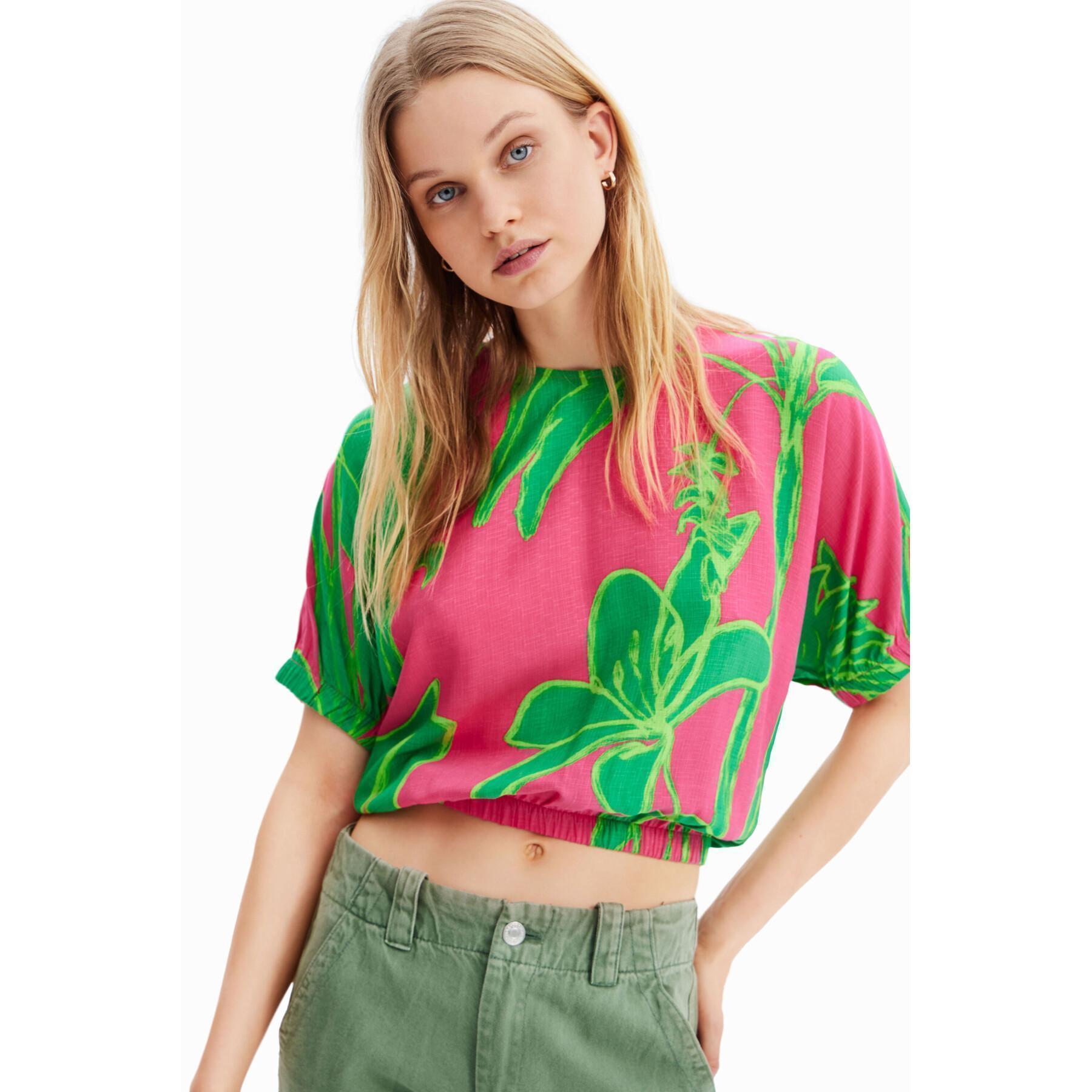 Camiseta court tropical plisada mujer Desigual