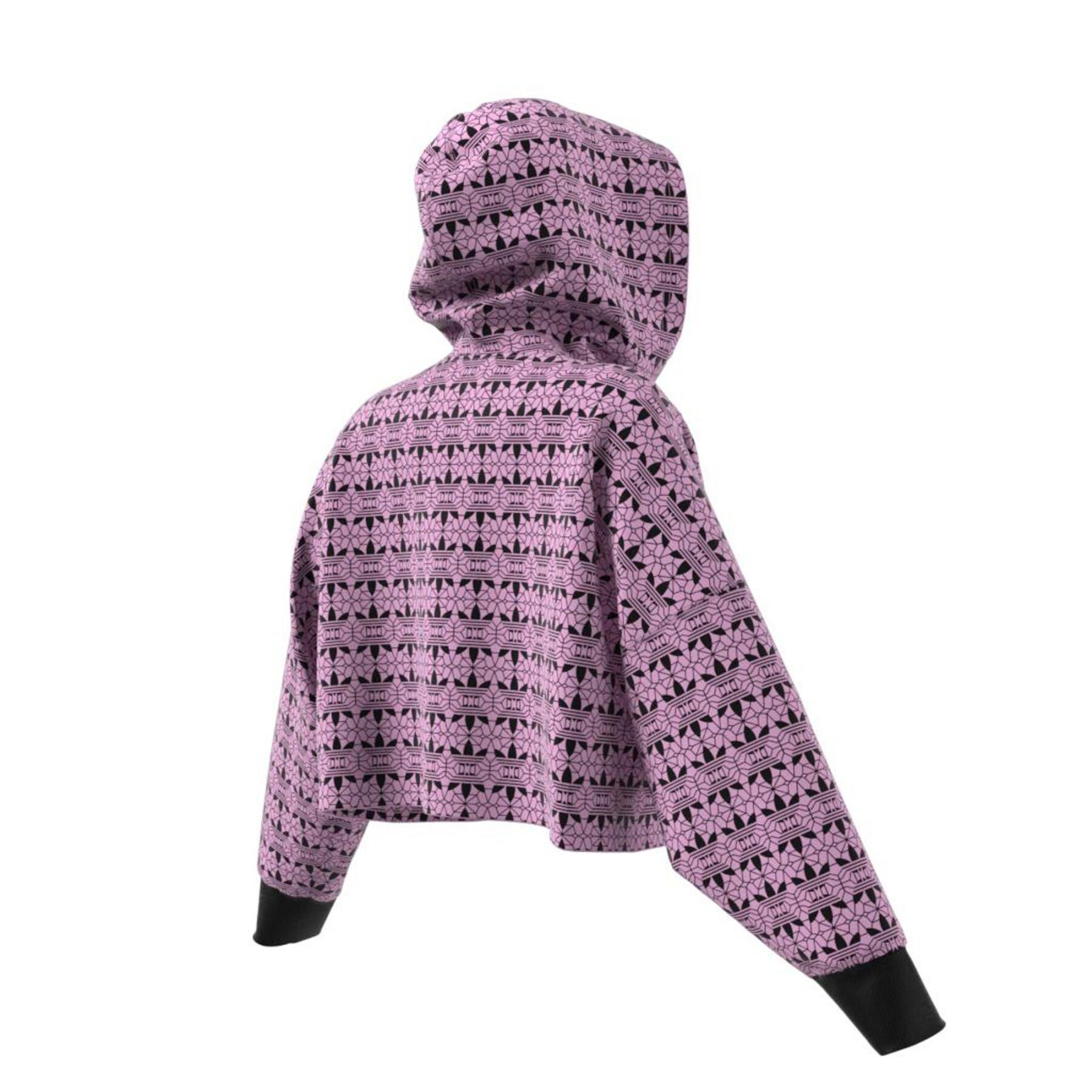 Sudadera con capucha para mujer adidas Originals Trefoil Allover Print
