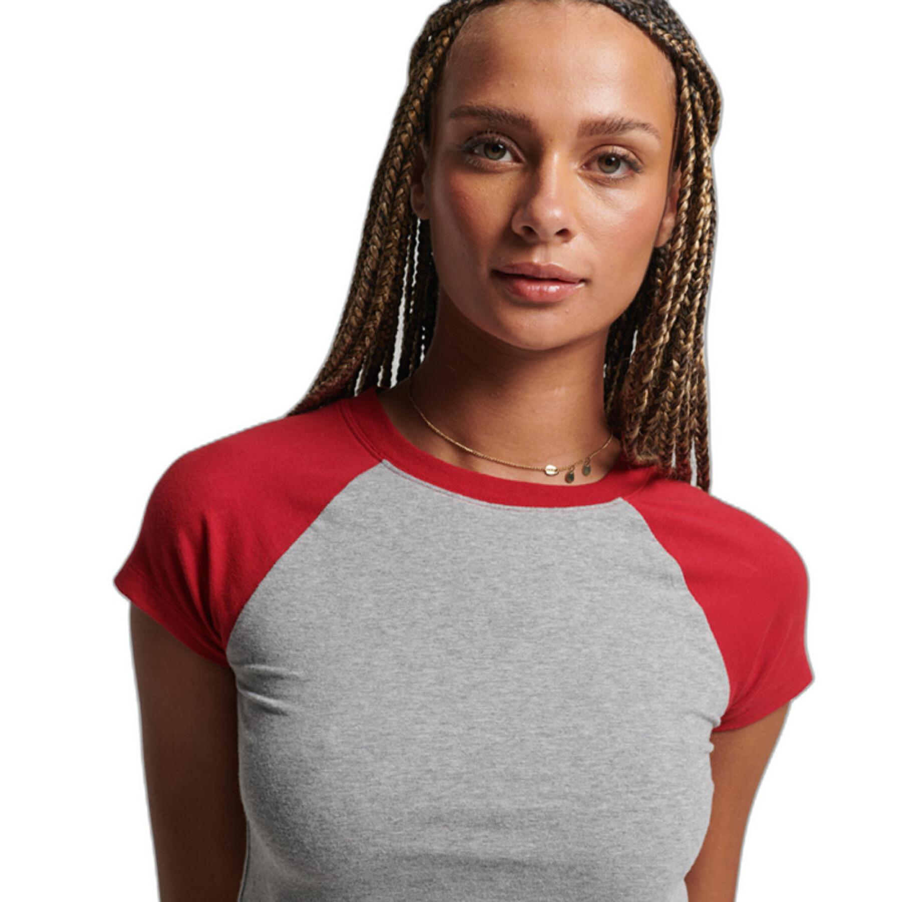 Camiseta de béisbol court algodón orgánico mujer Superdry
