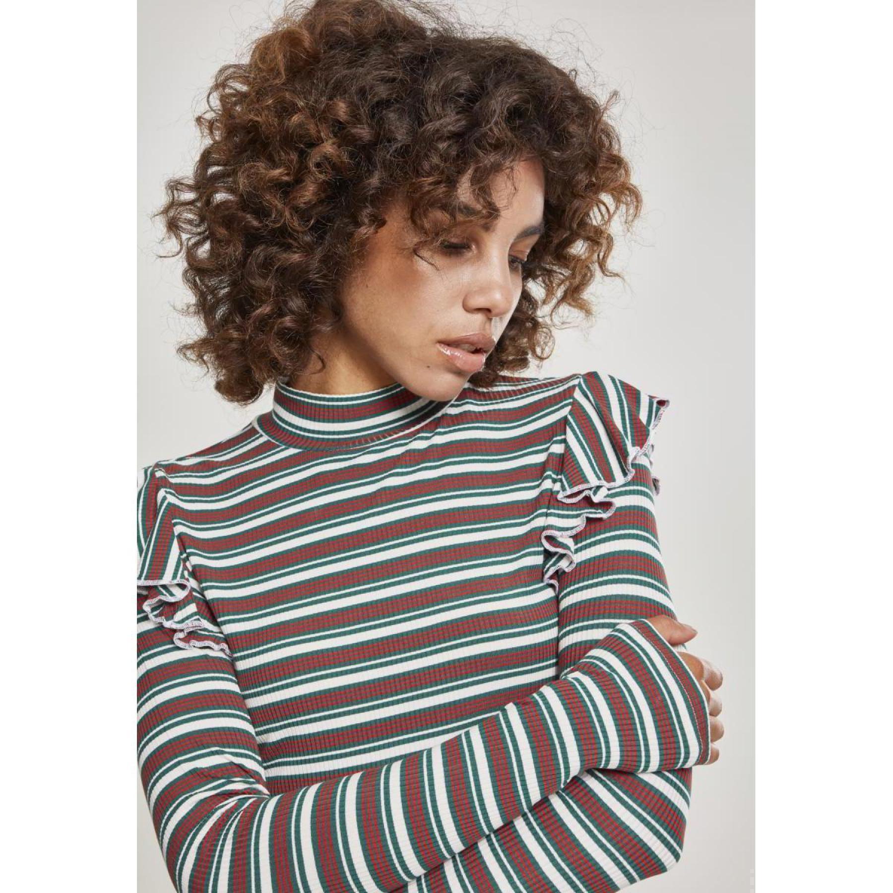 Camiseta mujer tamaños grandes Urban Classic Striped volant turtlene