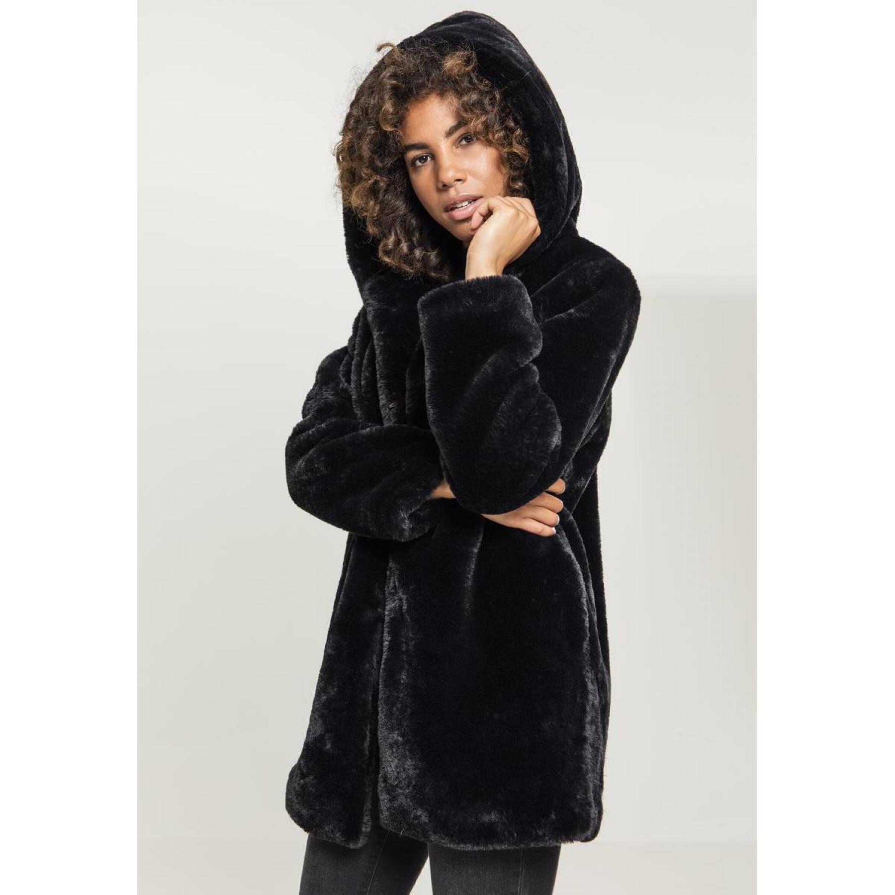 Abrigo de peluche con capucha Urban Classic para mujer