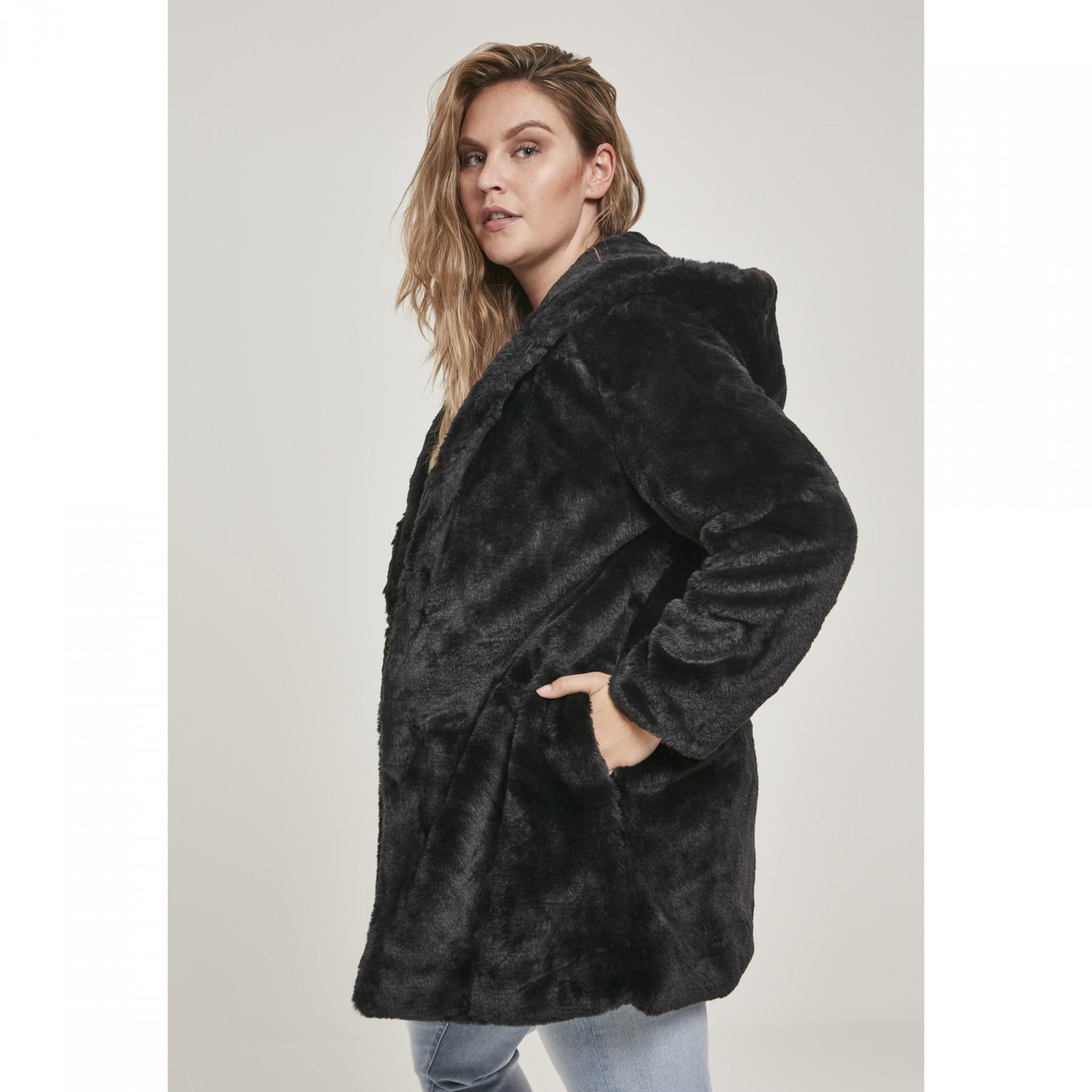 Abrigo de peluche con capucha Urban Classic para mujer