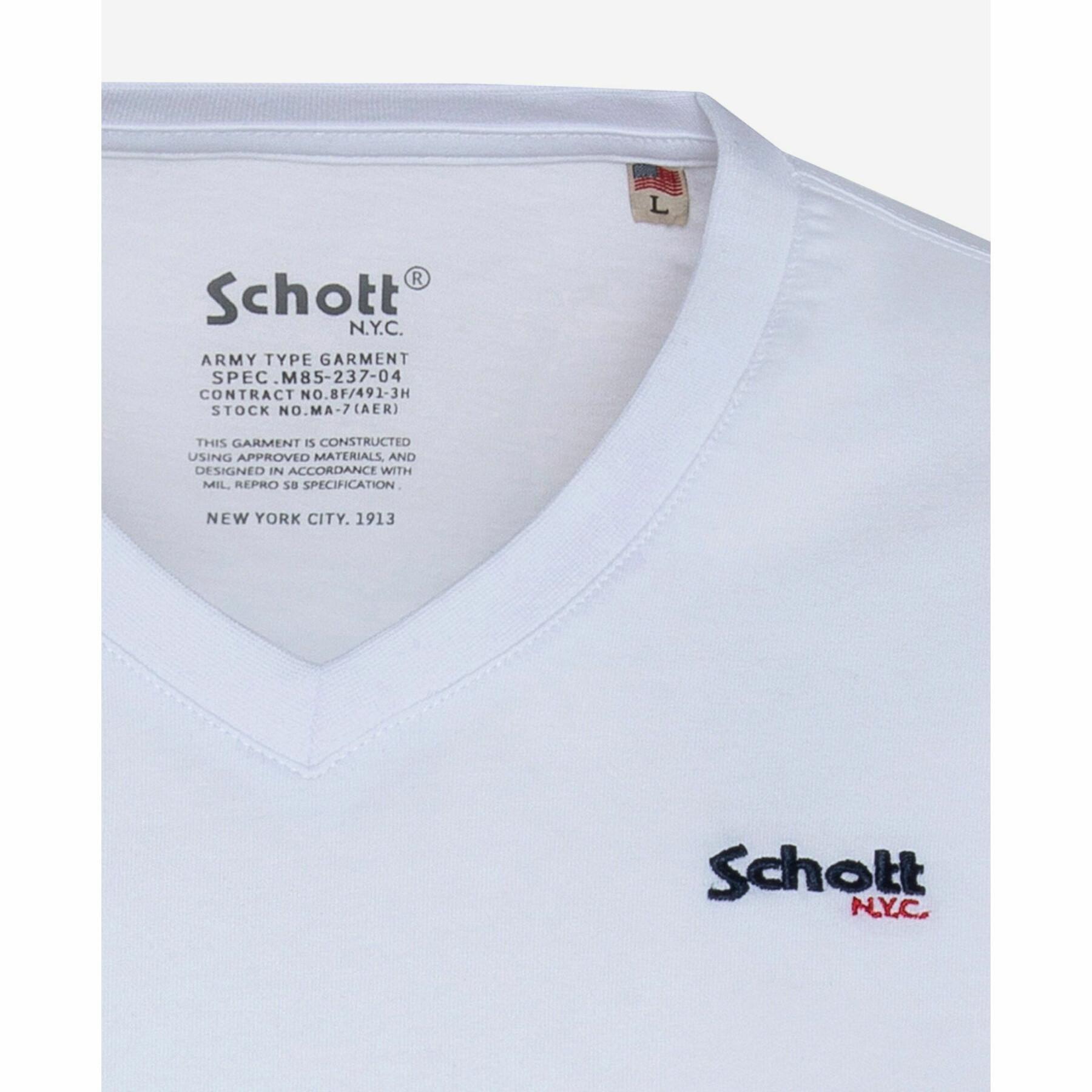 Camiseta con cuello en V y logotipo pequeño Schott casual