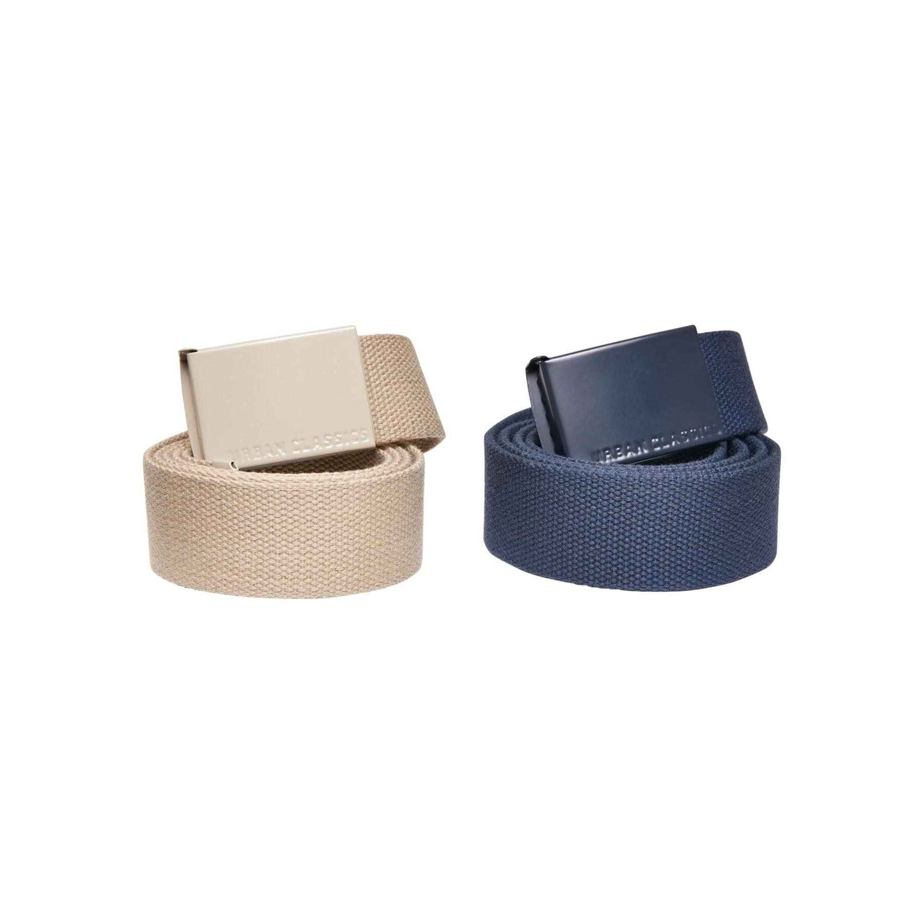 Cinturones de lona con hebillas de colores Urban Classics (x2)