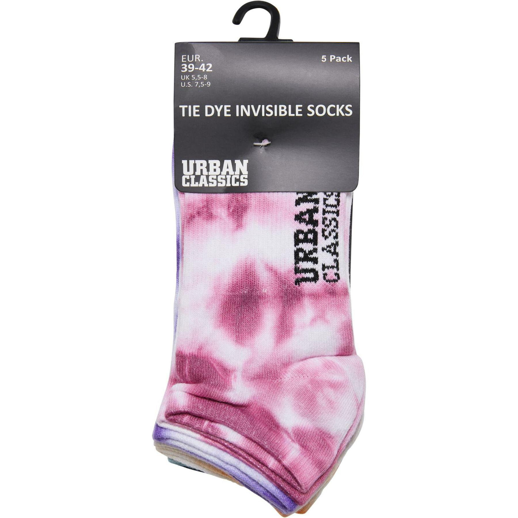 Paquete de 5 pares de calcetines Urban Classics Tie Dye Invisible